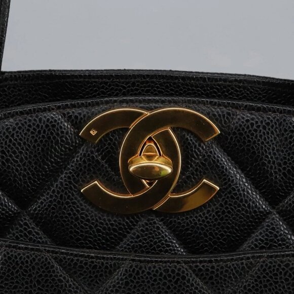 CHANEL Matelasse Hand Bag Grained Calf Skin Black CC Auth 101307A - Picture 11 of 16